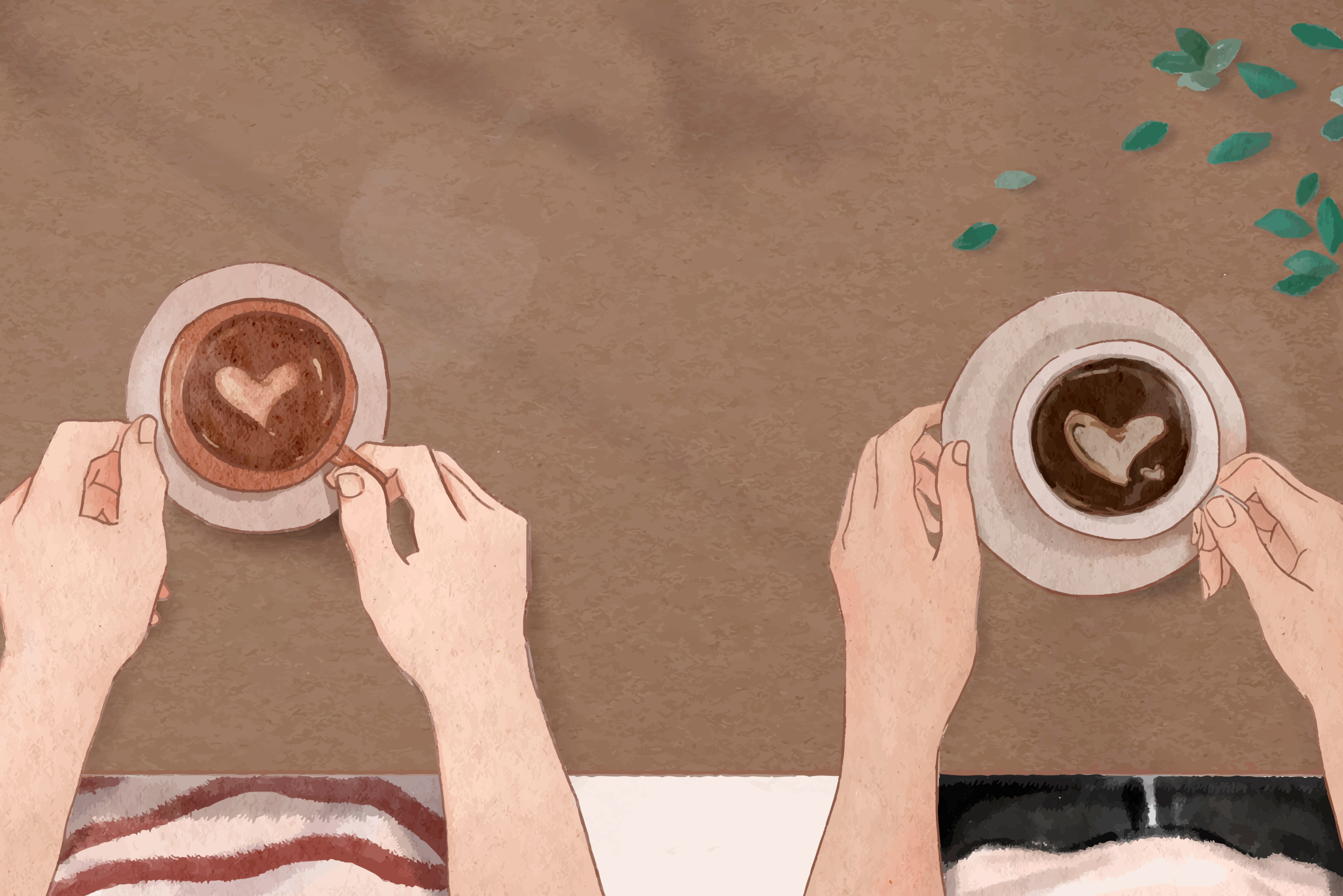 Perfect coffee date Valentine’s aesthetic illustration bac